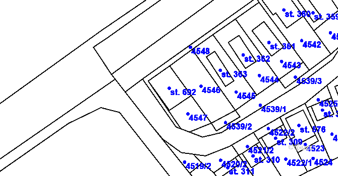 Parcela st. 692 v KÚ Brod nad Dyjí, Katastrální mapa