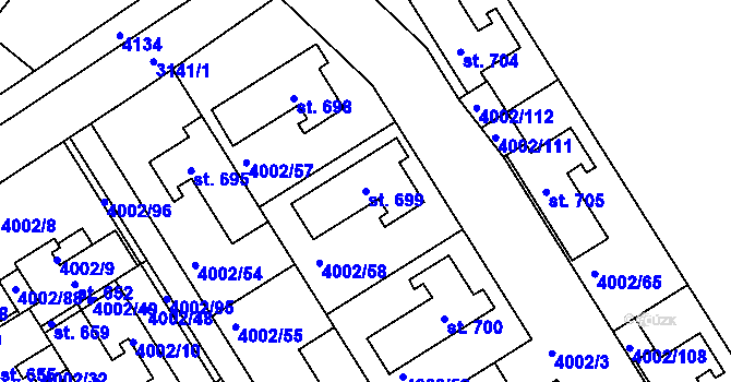 Parcela st. 699 v KÚ Brod nad Dyjí, Katastrální mapa