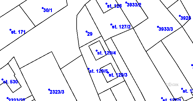 Parcela st. 129/4 v KÚ Brod nad Dyjí, Katastrální mapa