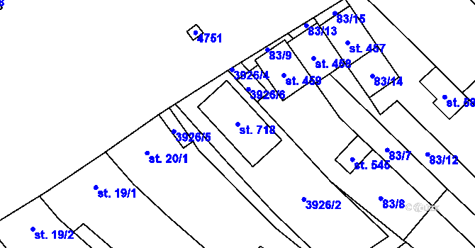 Parcela st. 718 v KÚ Brod nad Dyjí, Katastrální mapa