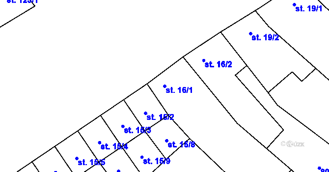 Parcela st. 16/1 v KÚ Brod nad Dyjí, Katastrální mapa