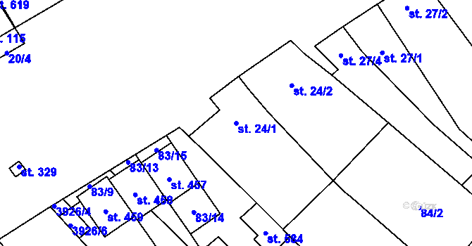 Parcela st. 24/1 v KÚ Brod nad Dyjí, Katastrální mapa