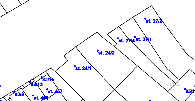 Parcela st. 24/2 v KÚ Brod nad Dyjí, Katastrální mapa