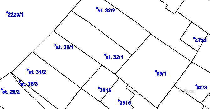 Parcela st. 32/1 v KÚ Brod nad Dyjí, Katastrální mapa