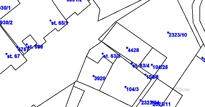 Parcela st. 63/3 v KÚ Brod nad Dyjí, Katastrální mapa