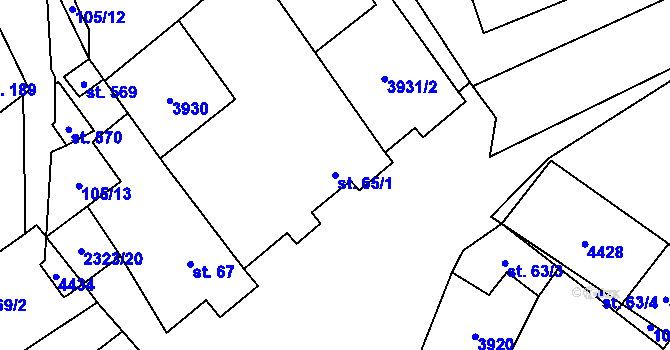 Parcela st. 65/1 v KÚ Brod nad Dyjí, Katastrální mapa