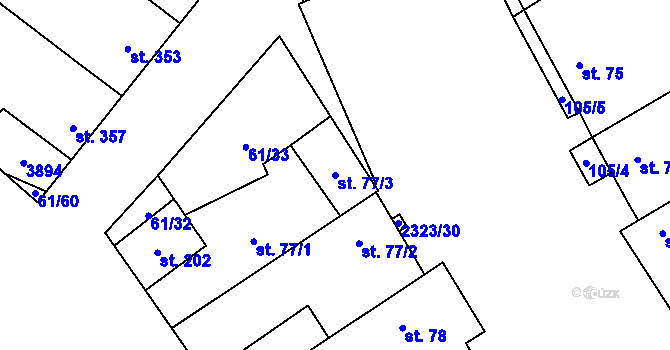 Parcela st. 77/3 v KÚ Brod nad Dyjí, Katastrální mapa