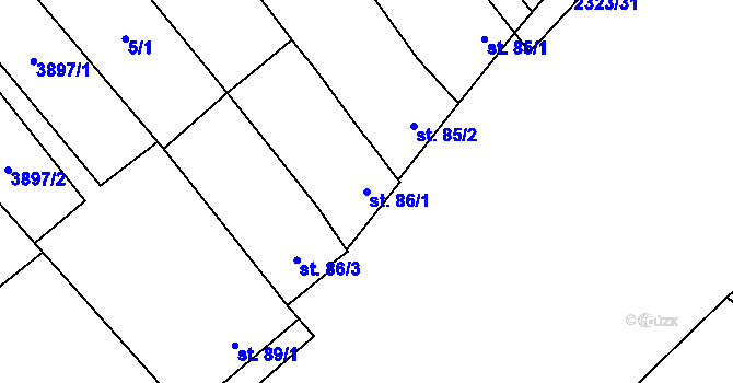 Parcela st. 86/1 v KÚ Brod nad Dyjí, Katastrální mapa