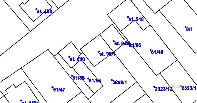 Parcela st. 96/1 v KÚ Brod nad Dyjí, Katastrální mapa