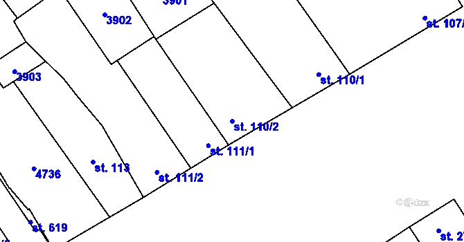 Parcela st. 110/2 v KÚ Brod nad Dyjí, Katastrální mapa