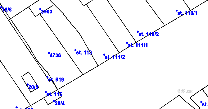 Parcela st. 111/2 v KÚ Brod nad Dyjí, Katastrální mapa