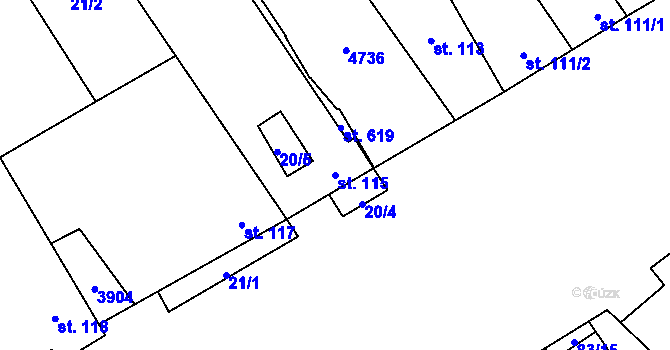 Parcela st. 115 v KÚ Brod nad Dyjí, Katastrální mapa