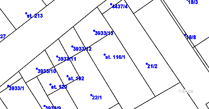 Parcela st. 116/1 v KÚ Brod nad Dyjí, Katastrální mapa