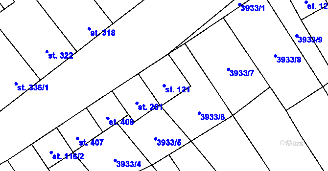 Parcela st. 121 v KÚ Brod nad Dyjí, Katastrální mapa