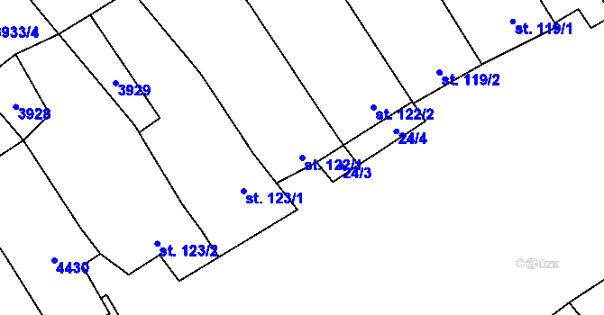 Parcela st. 122/1 v KÚ Brod nad Dyjí, Katastrální mapa