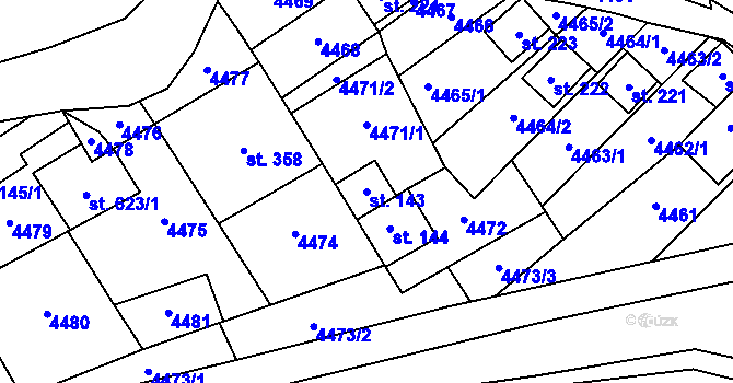 Parcela st. 143 v KÚ Brod nad Dyjí, Katastrální mapa
