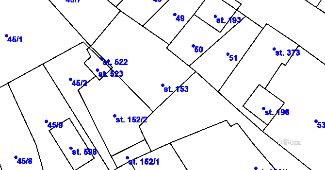 Parcela st. 153 v KÚ Brod nad Dyjí, Katastrální mapa