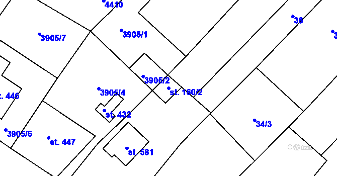 Parcela st. 160/2 v KÚ Brod nad Dyjí, Katastrální mapa