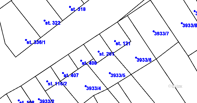 Parcela st. 201 v KÚ Brod nad Dyjí, Katastrální mapa
