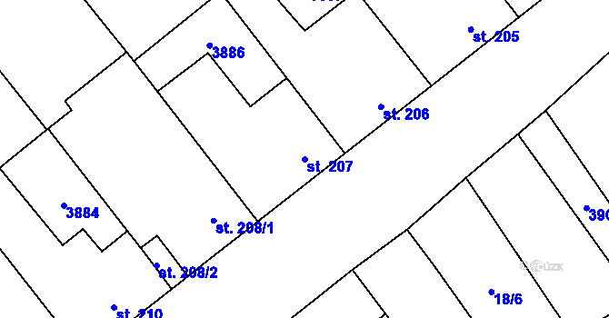Parcela st. 207 v KÚ Brod nad Dyjí, Katastrální mapa