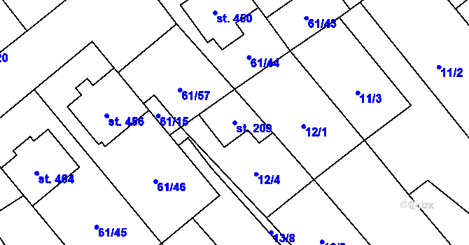 Parcela st. 209 v KÚ Brod nad Dyjí, Katastrální mapa