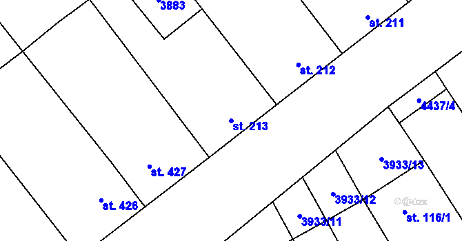 Parcela st. 213 v KÚ Brod nad Dyjí, Katastrální mapa