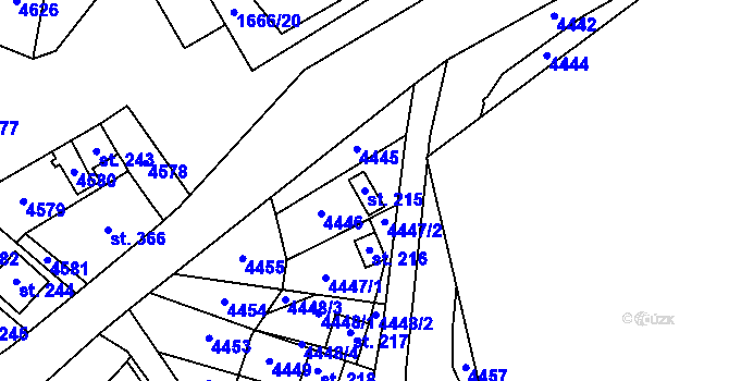 Parcela st. 215 v KÚ Brod nad Dyjí, Katastrální mapa