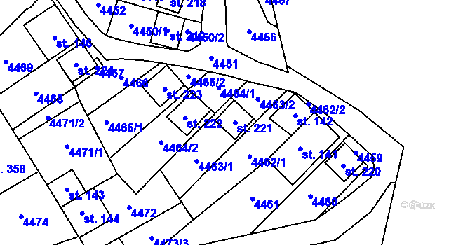 Parcela st. 221 v KÚ Brod nad Dyjí, Katastrální mapa