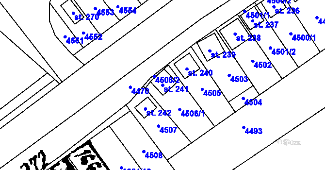 Parcela st. 241 v KÚ Brod nad Dyjí, Katastrální mapa