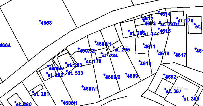 Parcela st. 284 v KÚ Brod nad Dyjí, Katastrální mapa
