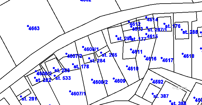 Parcela st. 285 v KÚ Brod nad Dyjí, Katastrální mapa