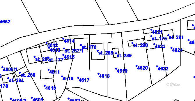 Parcela st. 288 v KÚ Brod nad Dyjí, Katastrální mapa