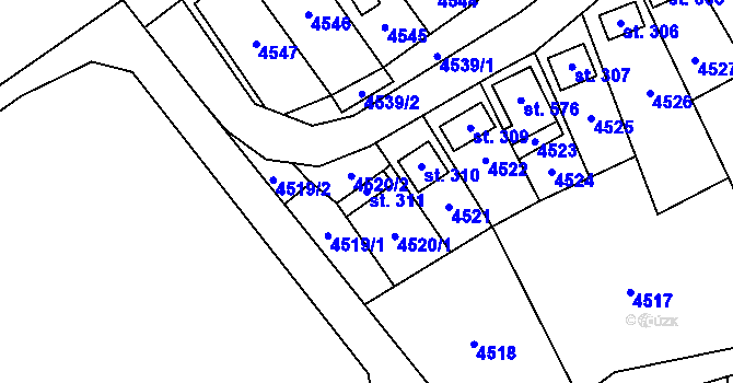 Parcela st. 311 v KÚ Brod nad Dyjí, Katastrální mapa