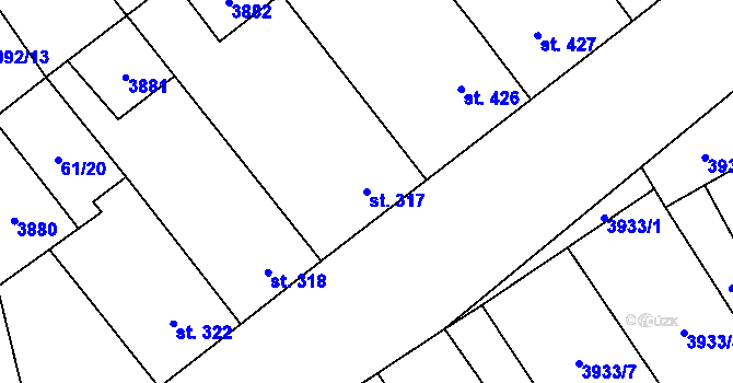 Parcela st. 317 v KÚ Brod nad Dyjí, Katastrální mapa
