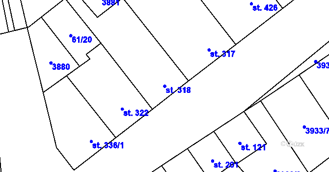 Parcela st. 318 v KÚ Brod nad Dyjí, Katastrální mapa