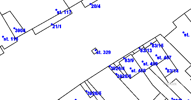 Parcela st. 329 v KÚ Brod nad Dyjí, Katastrální mapa