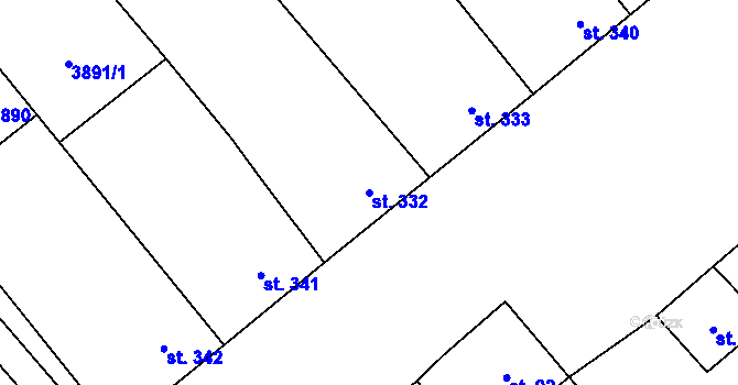 Parcela st. 332 v KÚ Brod nad Dyjí, Katastrální mapa