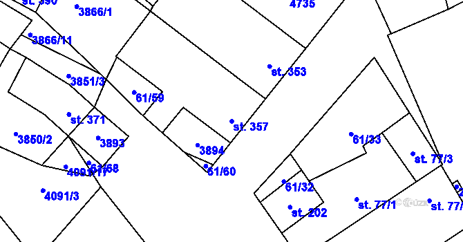 Parcela st. 357 v KÚ Brod nad Dyjí, Katastrální mapa