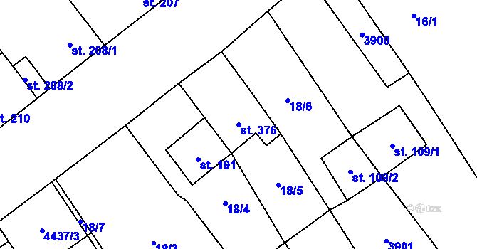 Parcela st. 376 v KÚ Brod nad Dyjí, Katastrální mapa