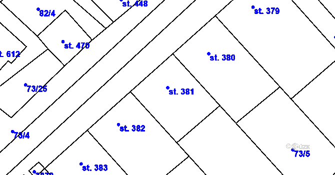 Parcela st. 381 v KÚ Brod nad Dyjí, Katastrální mapa