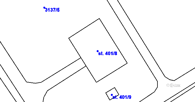 Parcela st. 401/8 v KÚ Brod nad Dyjí, Katastrální mapa