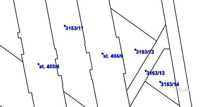 Parcela st. 404/6 v KÚ Brod nad Dyjí, Katastrální mapa