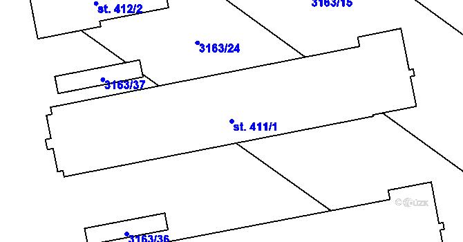 Parcela st. 411/1 v KÚ Brod nad Dyjí, Katastrální mapa