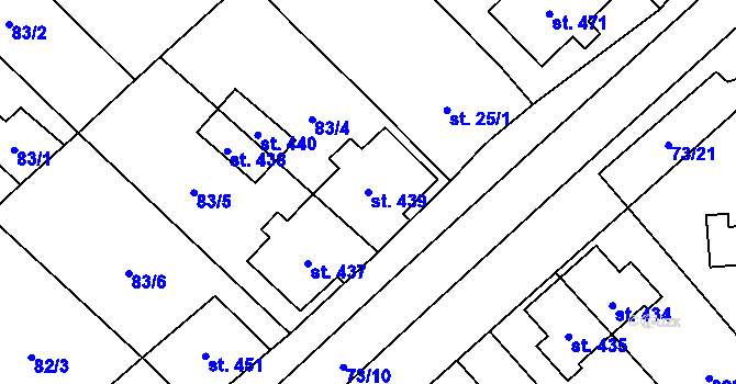 Parcela st. 439 v KÚ Brod nad Dyjí, Katastrální mapa