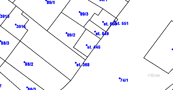 Parcela st. 445 v KÚ Brod nad Dyjí, Katastrální mapa