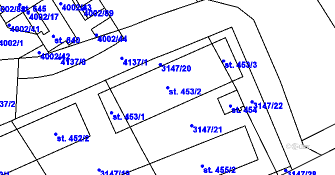 Parcela st. 453/2 v KÚ Brod nad Dyjí, Katastrální mapa