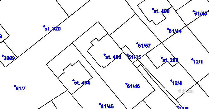 Parcela st. 456 v KÚ Brod nad Dyjí, Katastrální mapa