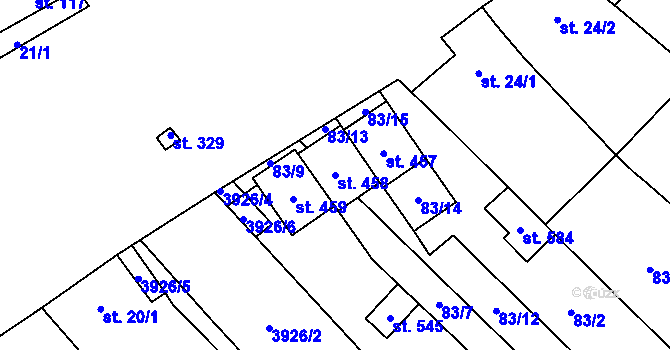 Parcela st. 458 v KÚ Brod nad Dyjí, Katastrální mapa