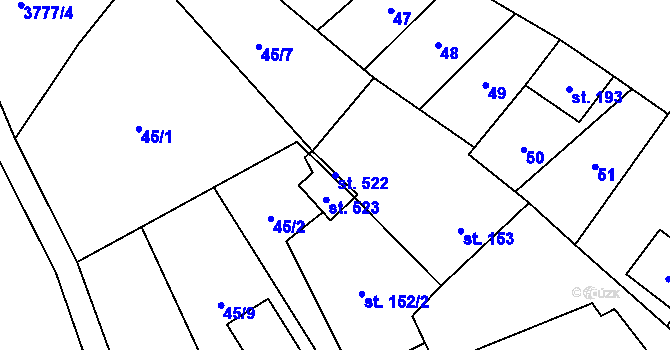 Parcela st. 522 v KÚ Brod nad Dyjí, Katastrální mapa