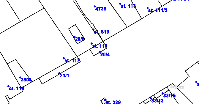 Parcela st. 20/4 v KÚ Brod nad Dyjí, Katastrální mapa